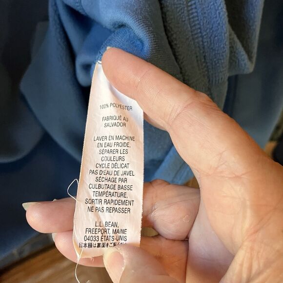 LL Bean Sweater Men’s L Reg Fleece 1/4 Zip Pocket Jacket 280962 Blue - Picture 5 of 6